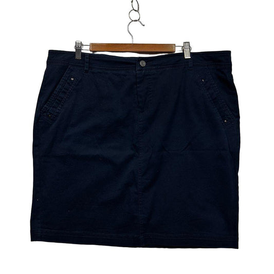 Katies Navy Cotton Skirt - Size 18 (fault)