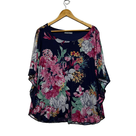 Katies Navy Floral Plus Size Top - Size 2XL
