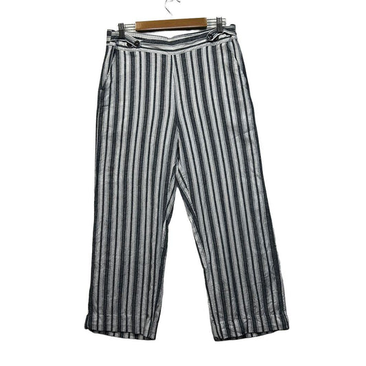 Katies Navy Striped Linen Pants - Size 14