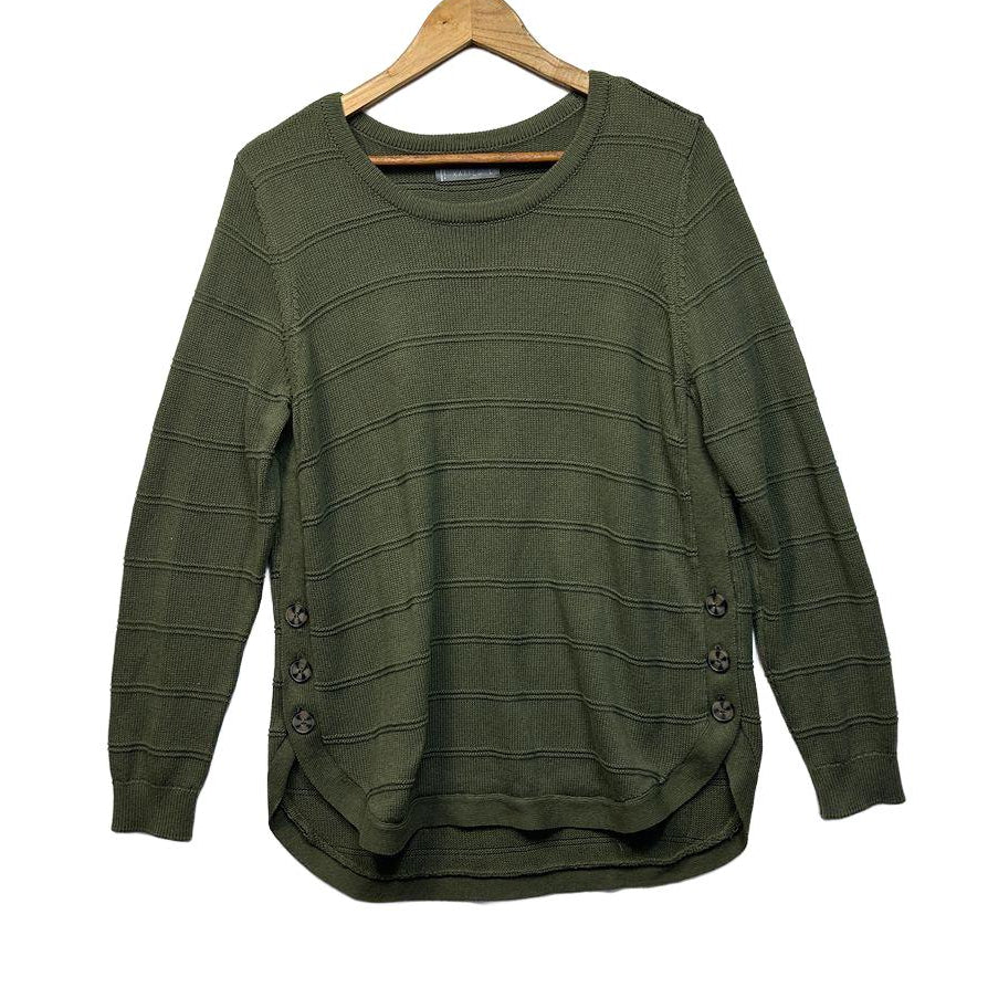 Katies Olive Cotton Knit Jumper - Size L