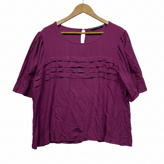 Katies Pink Linen Blend Top - Size 16