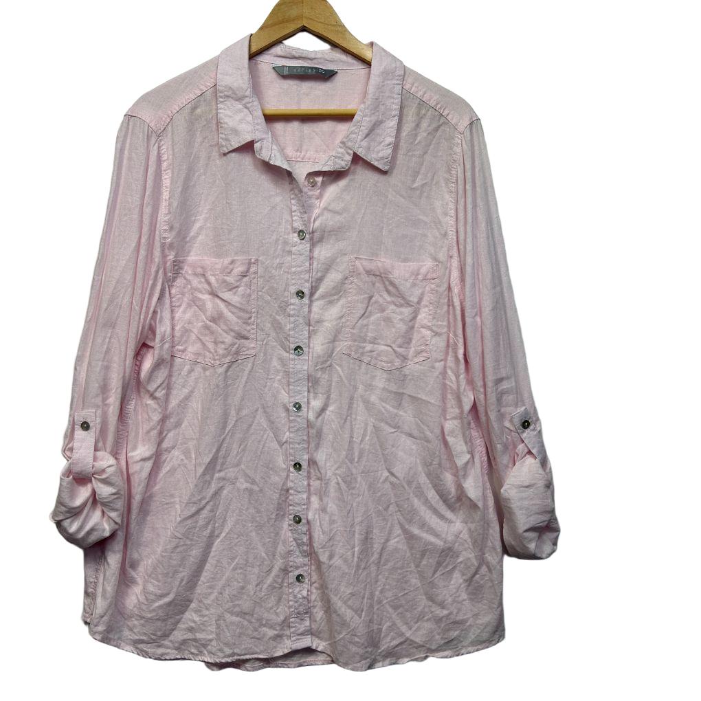 Katies Pink Linen Shirt - Size 20