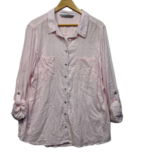 Katies Pink Linen Shirt - Size 20