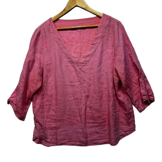 Katies Pink Linen Top - Size 16