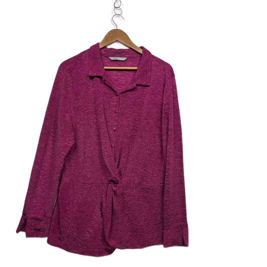Katies Pink Twist Front Long Sleeve Top - Size XL