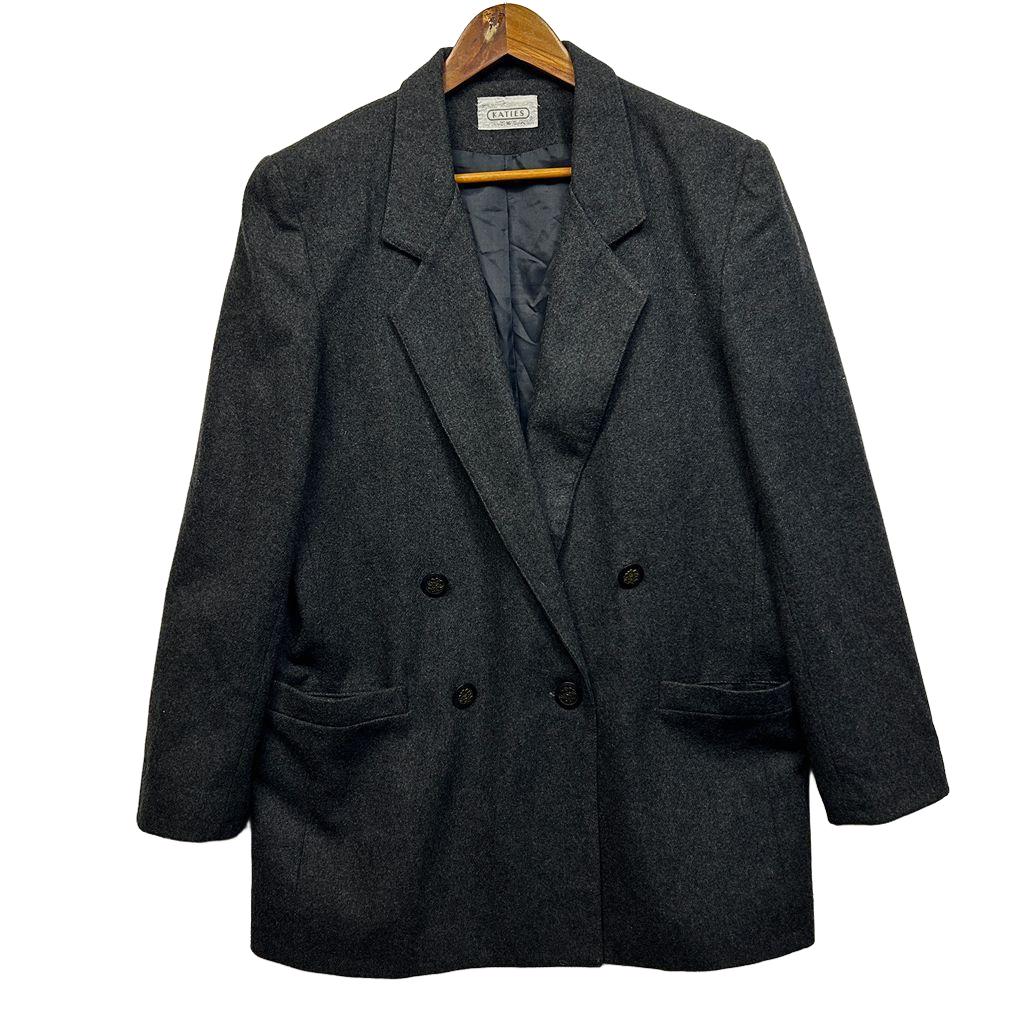 Vintage Katies Wool Blend Charcoal Blazer - Size 16