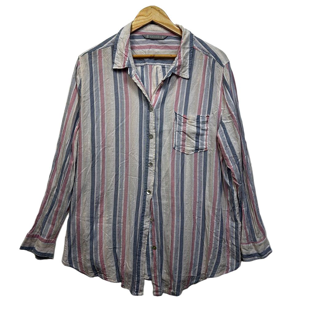 Katies Multicoloured Striped Cotton Shirt - Size 18