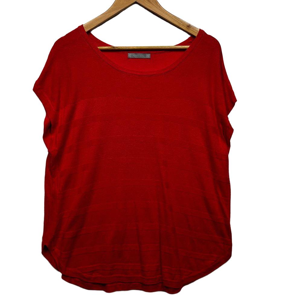 Katies Red Cotton Knit Top - Size XL