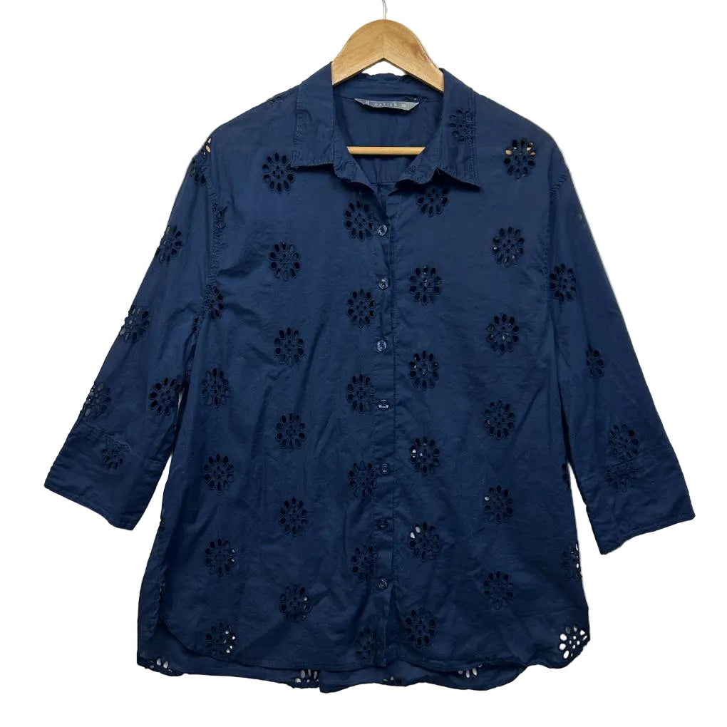 Katies Navy Broderie Top - Size 18
