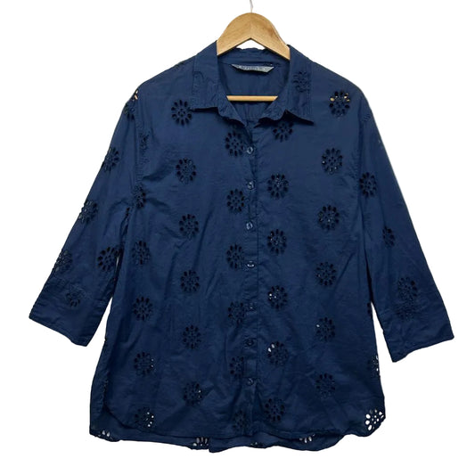 Katies Navy Broderie Top - Size 18