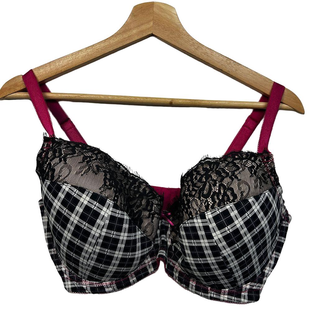 Kayser Black and White Check Bra - Size 14F