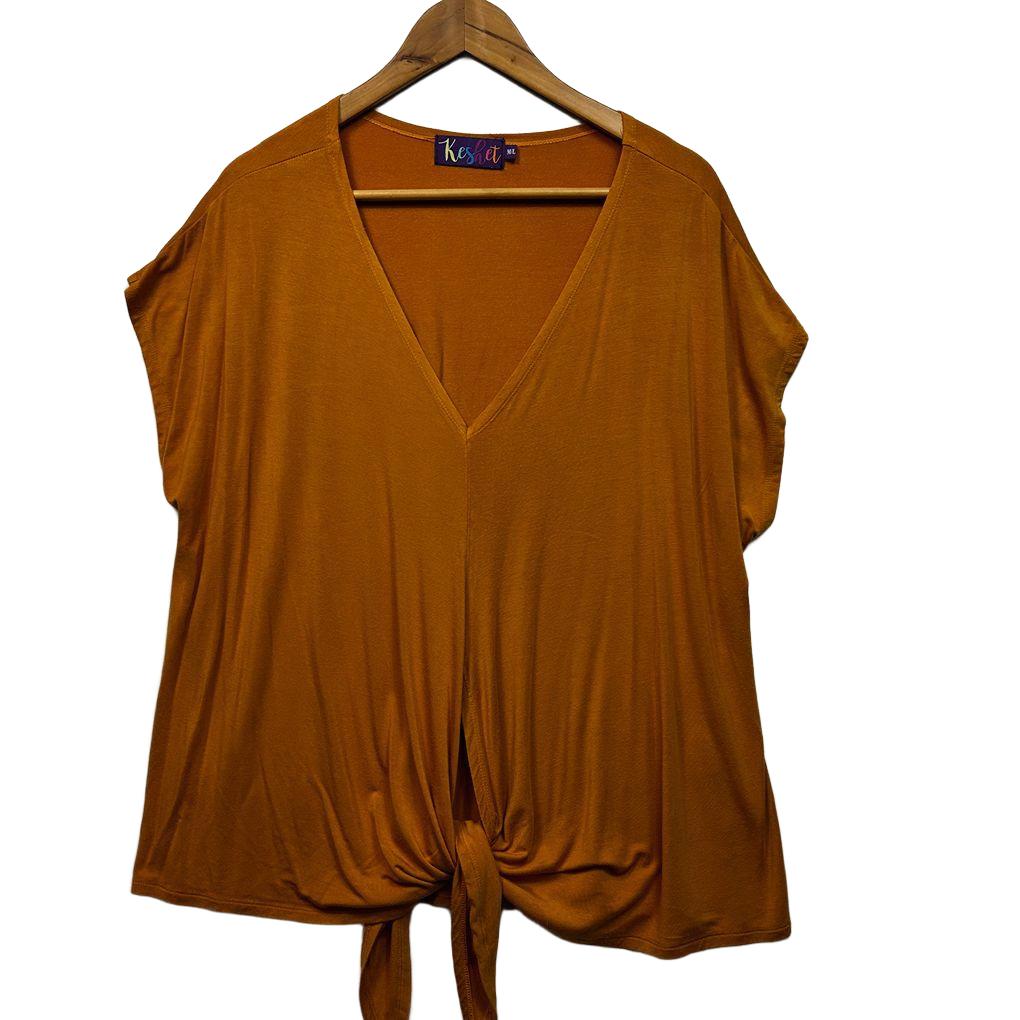 Keshet Mustard Tie Front Top - Size M/L