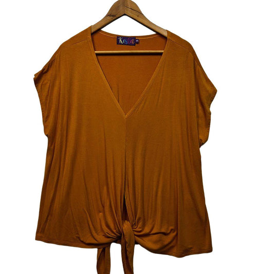 Keshet Mustard Tie Front Top - Size M/L