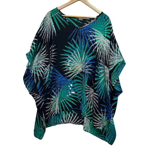 Khoko Green Palm Print Kaftan Top - Size 24/26