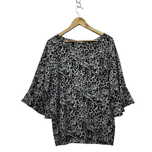 Khoko Grey Plus Size Animal Print Top - Size 18
