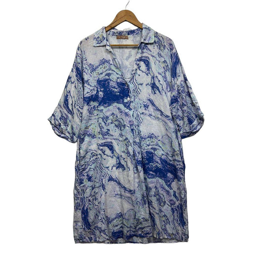 La Strada Blue Linen Dress - Size XL