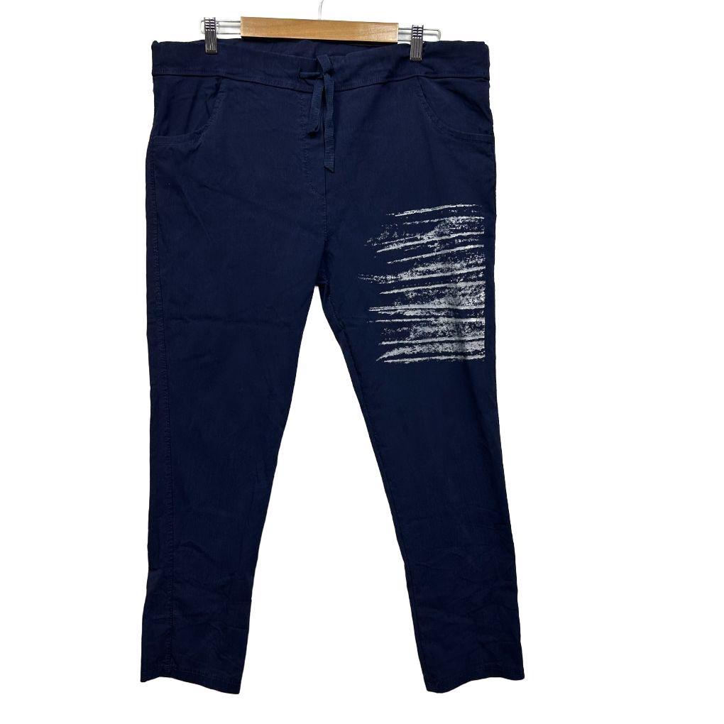 La Strada Navy Cotton Italian Pants - Size L