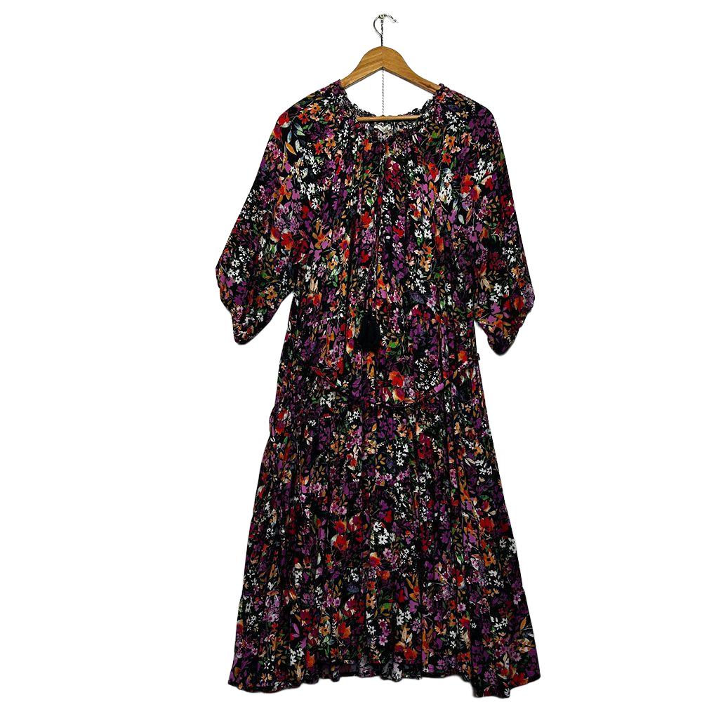 Label of Love Black Floral Midi Dress - Size L