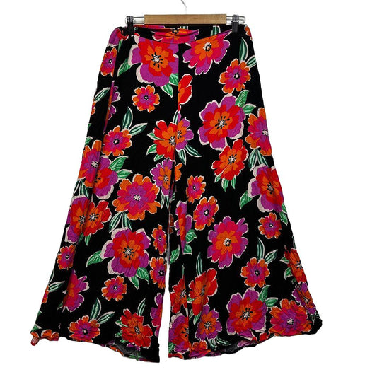 Label of Love Black Floral Wide Leg Pants - Size 12