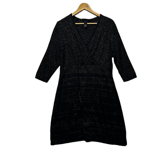 Lane Bryant Black Gold Metallic Knit Cotton Dress - Size 14/16