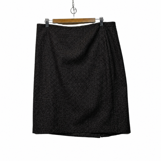 Laura Ashley Chocolate Pencil Wool Blend Skirt - Size 14