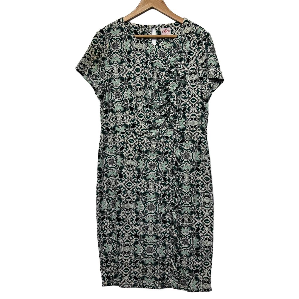 Leona Edmiston Green Geometric Print Dress - Size 16