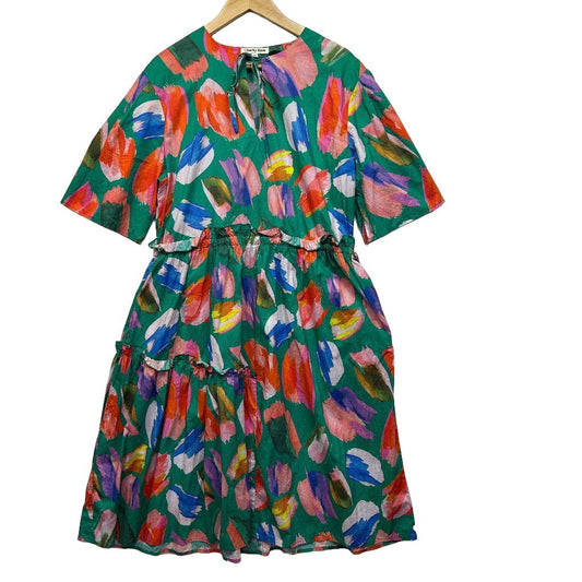 Liberty Rose Green Multicoloured Cotton Dress - Size XL