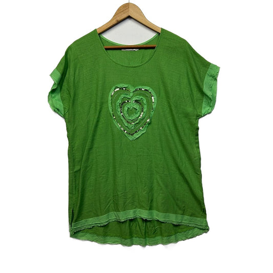 Lilac Designs Green Sequins Linen Top - Size L