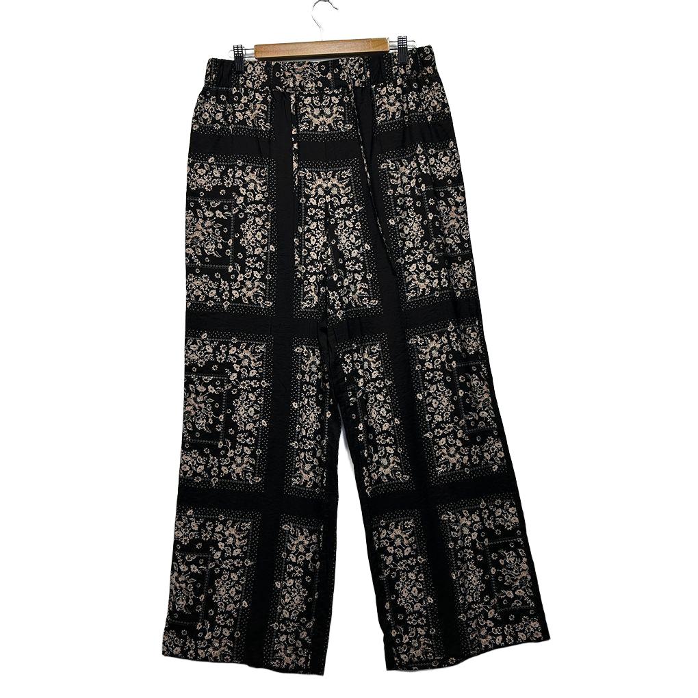 Lily Loves Black Paisley Wide Leg Pants - Size 14