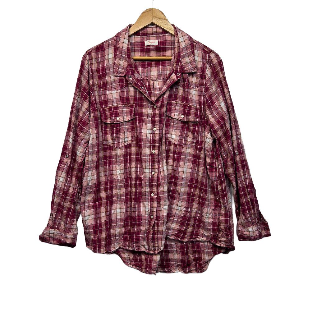 Lily Loves Burgundy Checked Top - Size 18