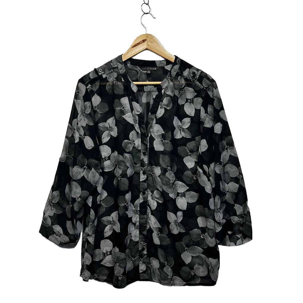 Liz Jordan Black Floral Plus Size Top - Size 18