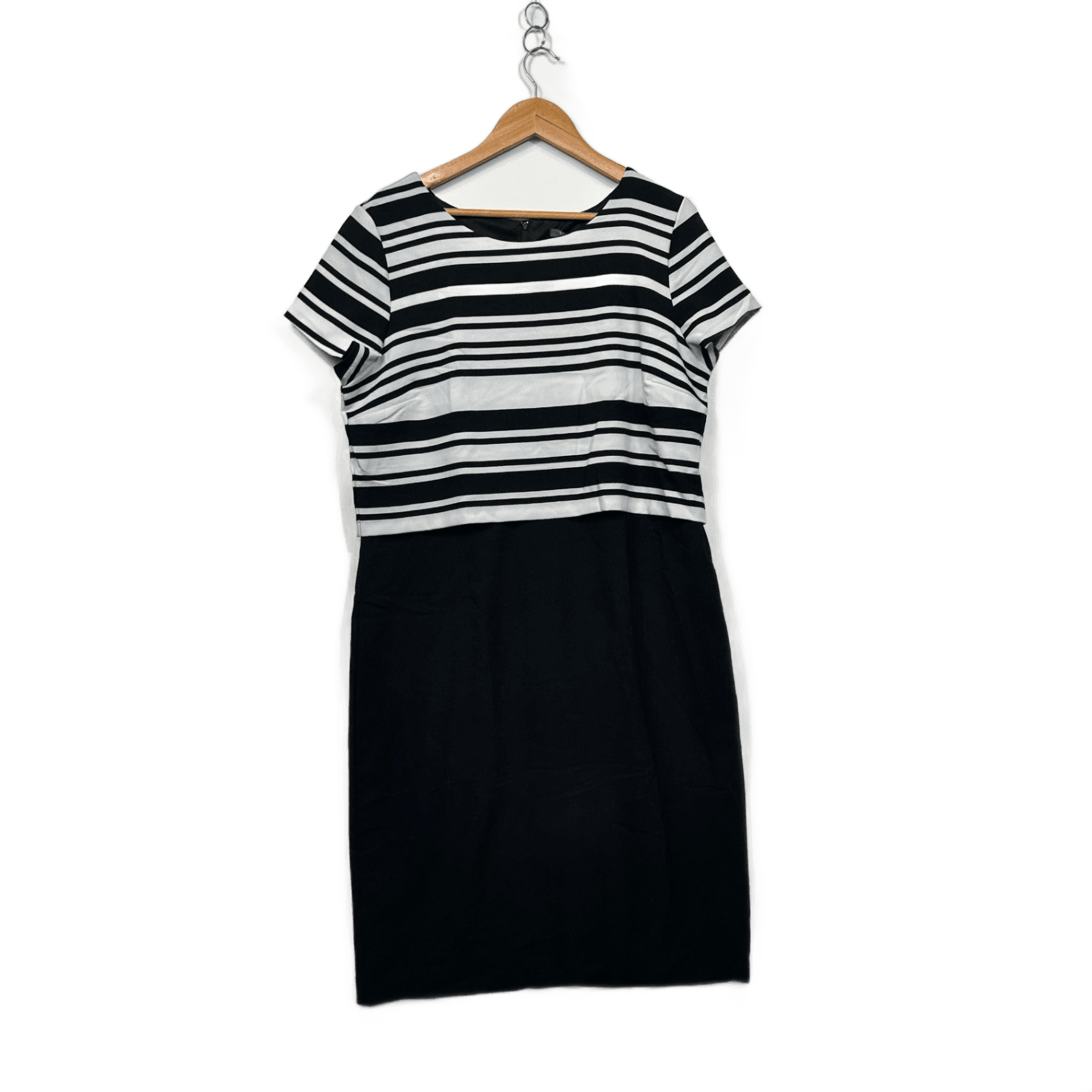Liz Jordan Black White Knee Length Shift Dress - Size 16