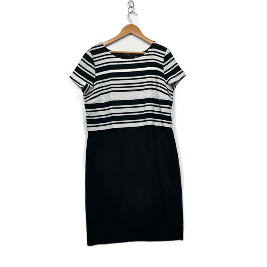 Liz Jordan Black White Knee Length Shift Dress - Size 16