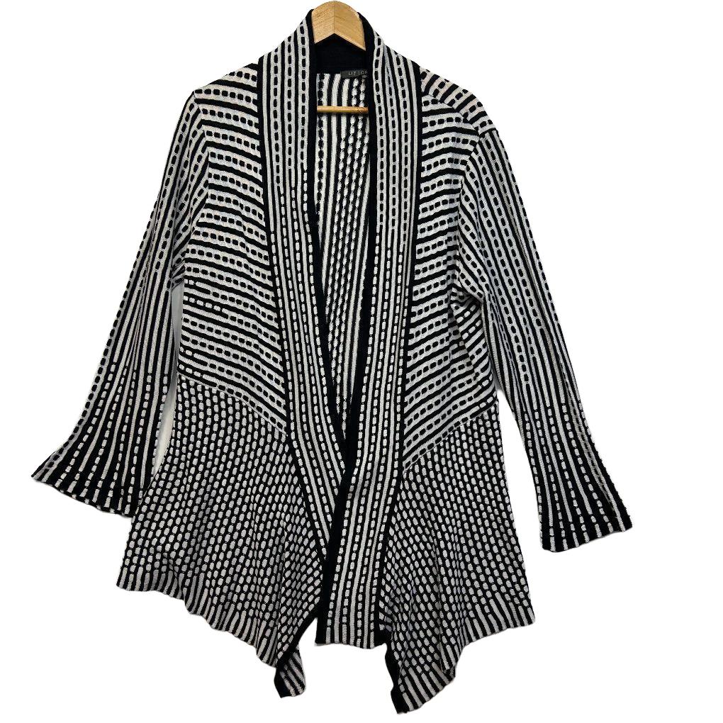 Liz Jordan Black & White Textured Cardigan - Size XL