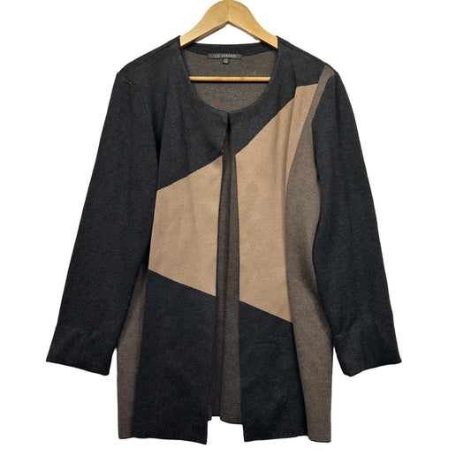 Black and beige colour block cardigan front view