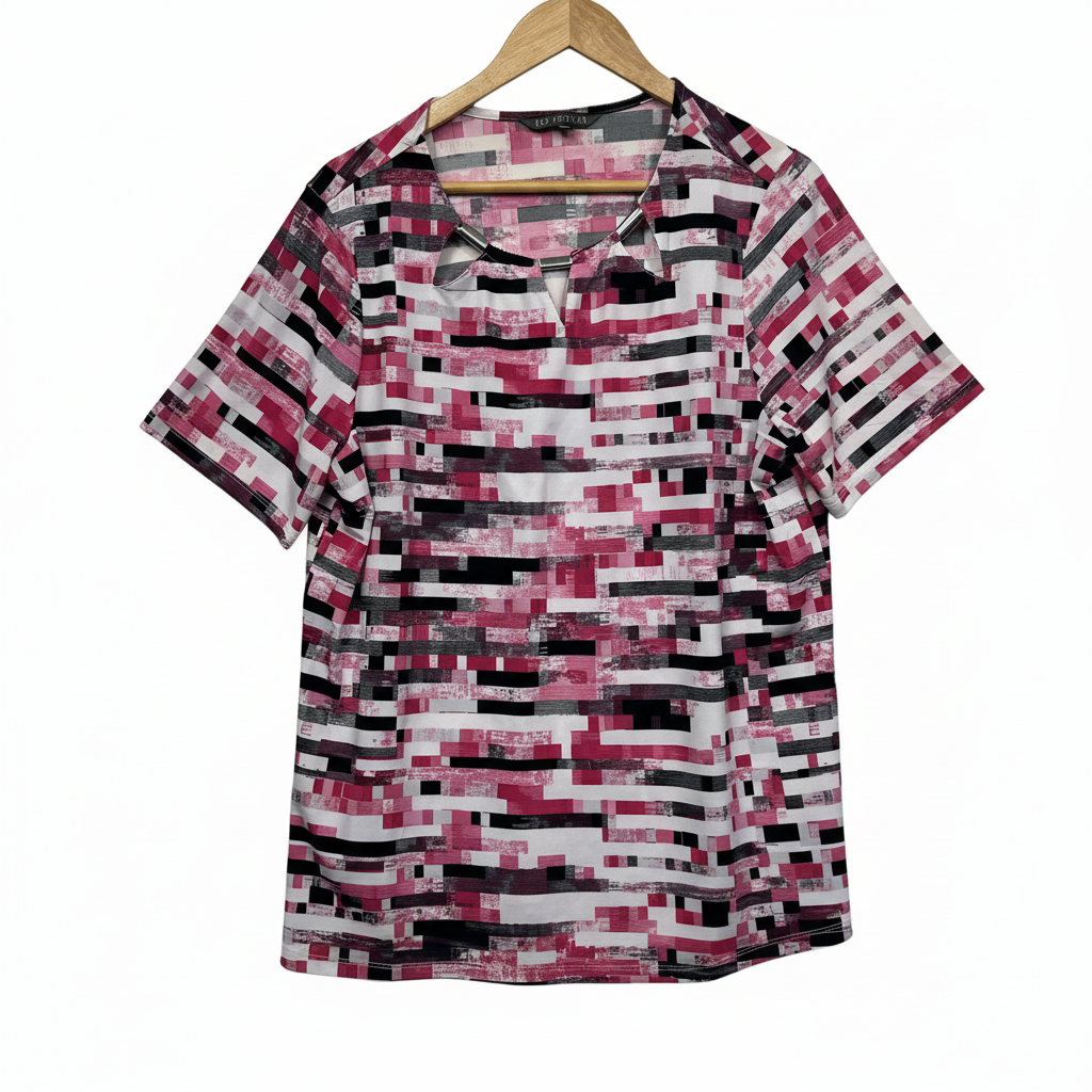 Liz Jordan Multicoloured Print Short Sleeve Top - Size XL