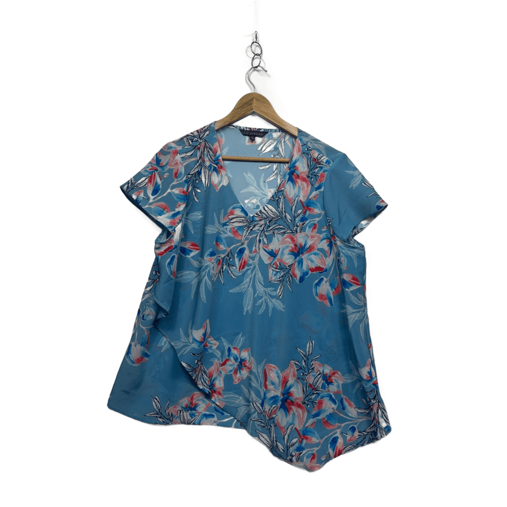 Liz Jordan Top Size 16 Blue Pink Floral Layered