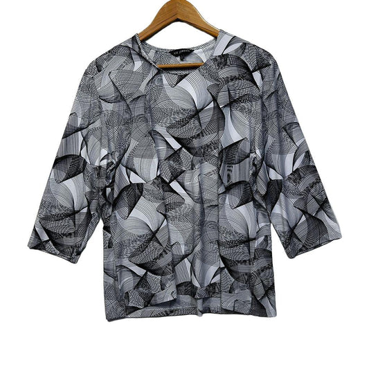 Liz Jordan White Black Print Top - Size L