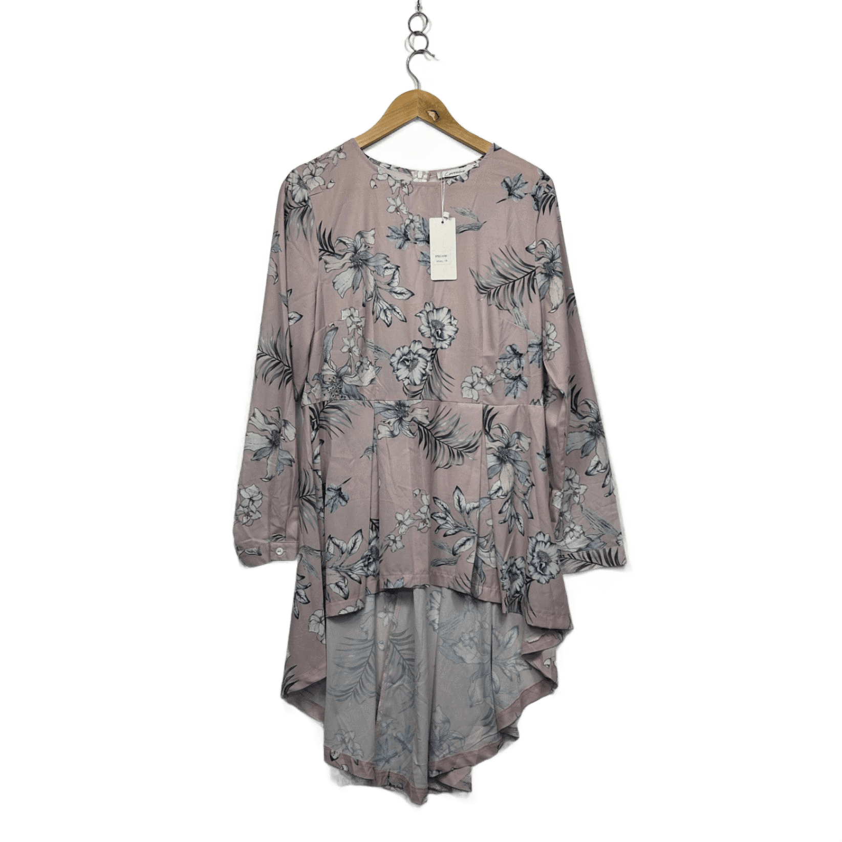 Lorraine Pink Floral High Low Tunic Top - Size 14 (New with Marks)
