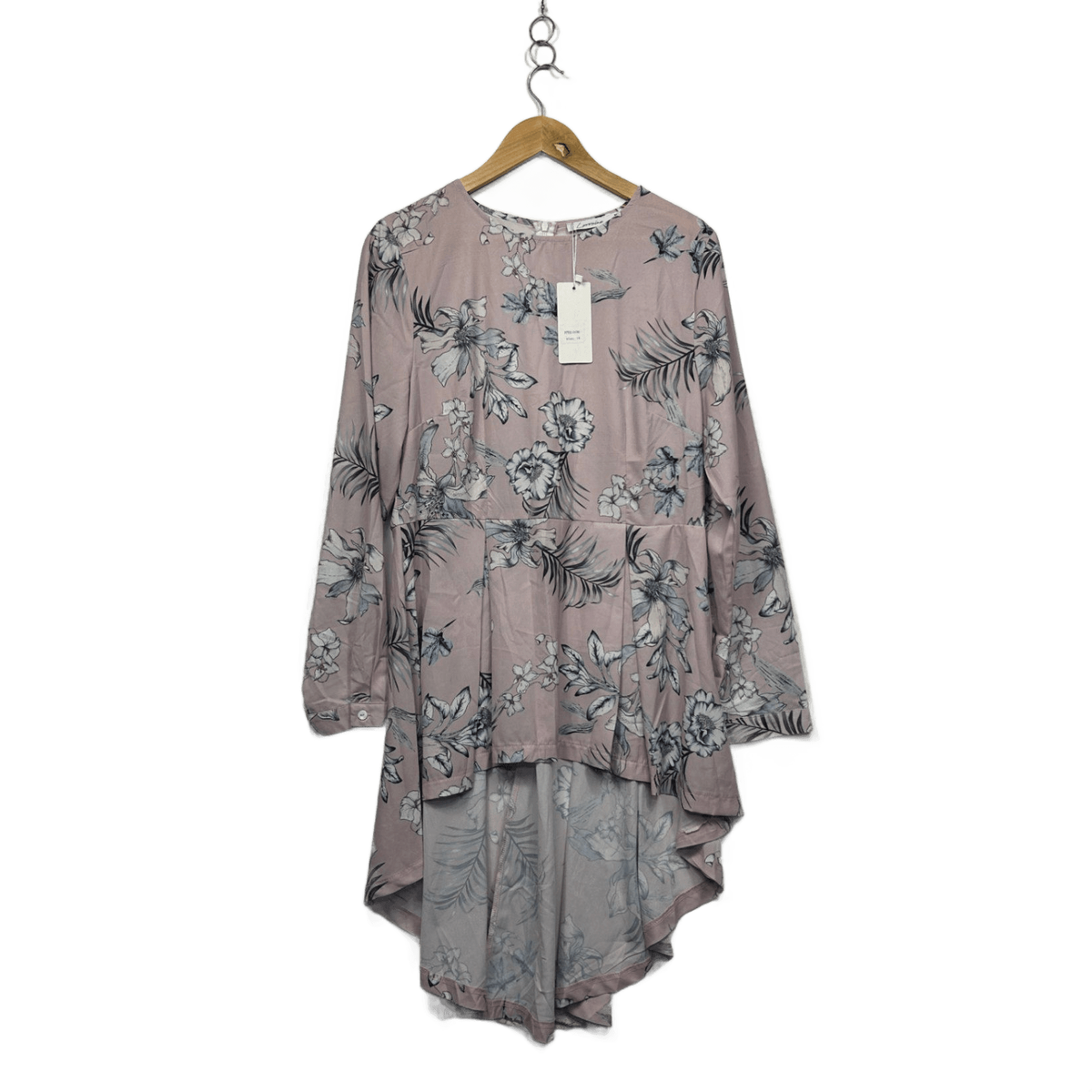 Lorraine Pink Floral High Low Tunic Top - Size 14 (New with Marks)