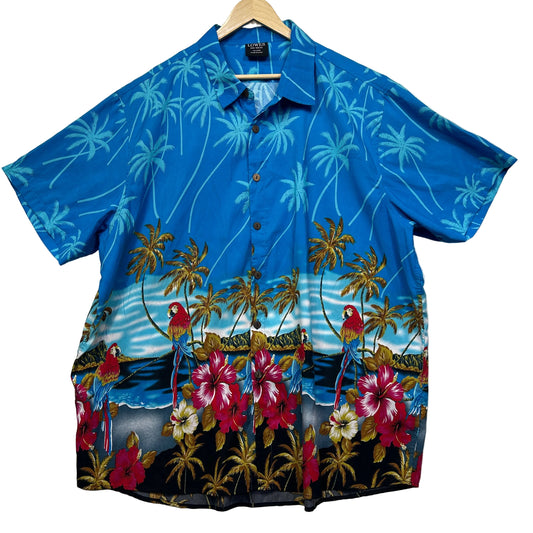 Lowes Blue Hawaiian Print Short Sleeve Shirt - Size 7XL