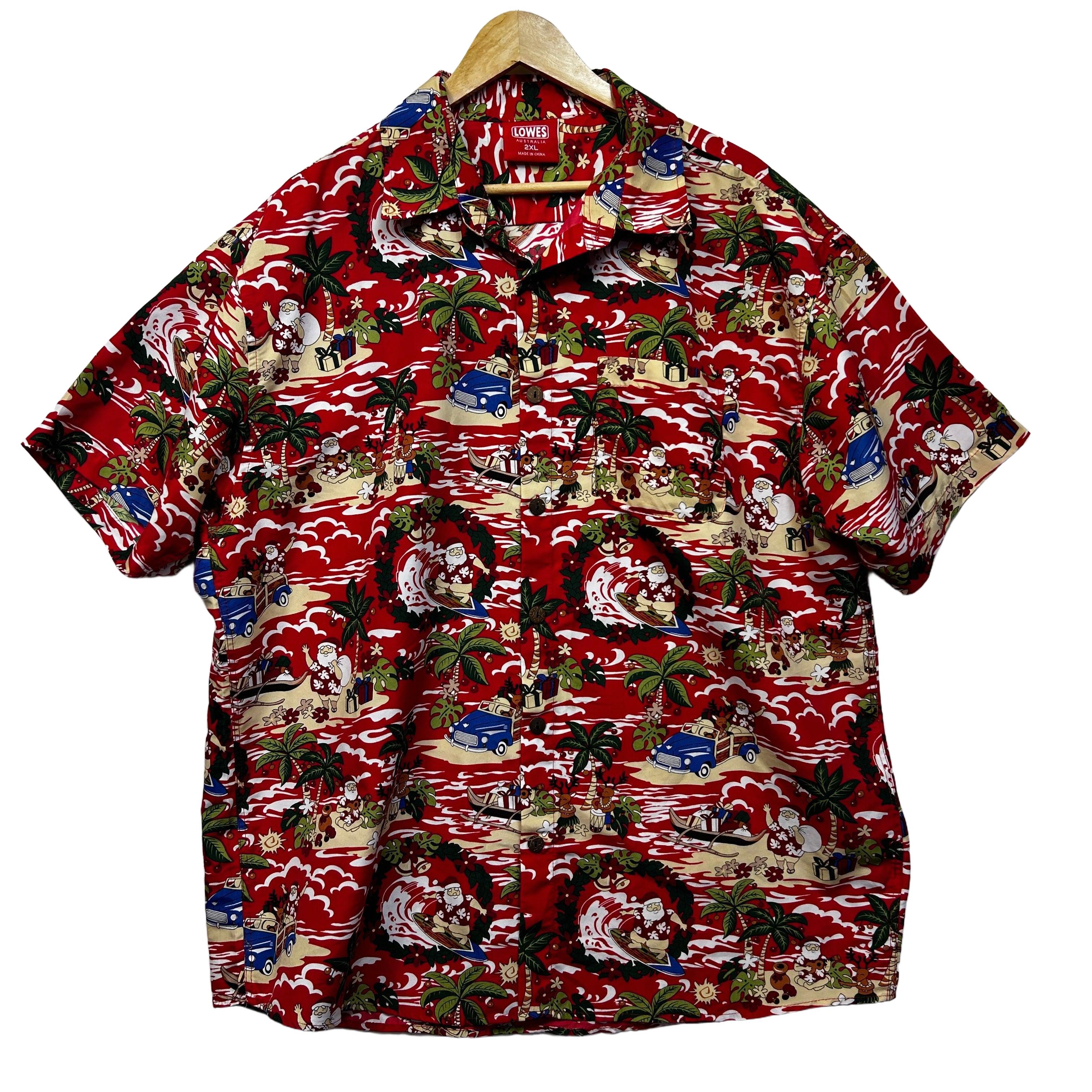 Lowes Red Santa Christmas Party Hawaiian Shirt - Size 2XL