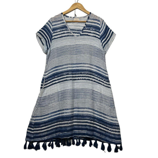 Lula Soul Blue Stripe Cotton Dress - Size M