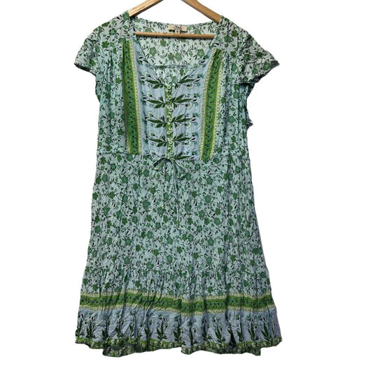 M&L Fashion Green Floral Boho Dress - Size 18