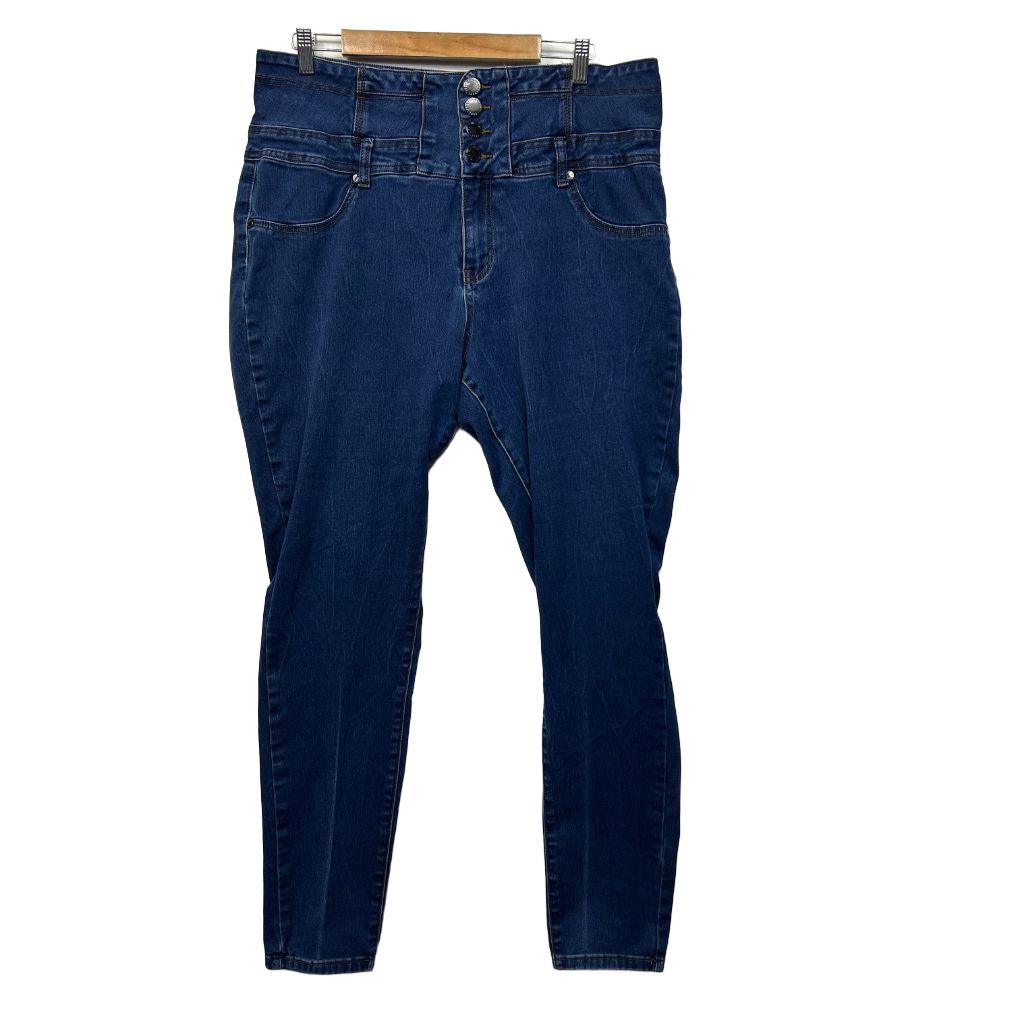 City Chic Harley Corset Skinny Blue Jeans - Size 18