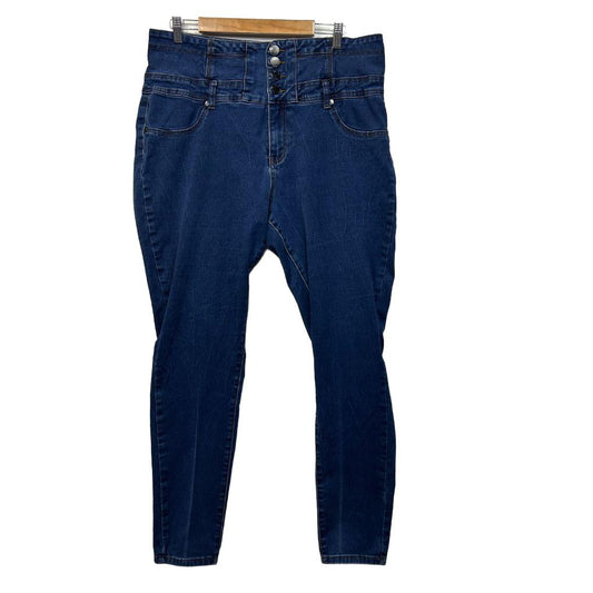 City Chic Harley Corset Skinny Blue Jeans - Size 18