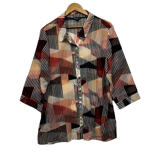 Maggie T Multicoloured Plus Size Shirt - Size 22