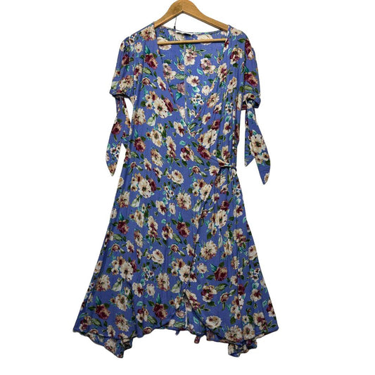 Maive & Bo Blue Floral Wrap Dress - Size XL