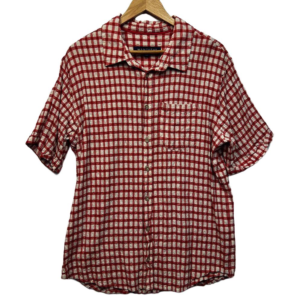 Mantaray Red Check Cotton Mens Shirt - Size 3XL