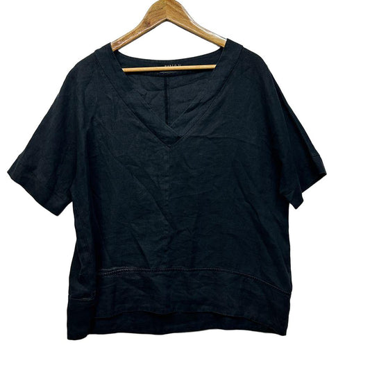 Marco Polo Black Linen Top - Size 14